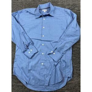 Peter Millar Mens Medium Long Sleeve Dress Shirt Blue Check